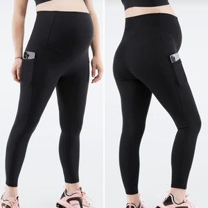 2 Pairs PureLuxe High-Waisted Maternity 7/8 Legging in Black Size Medium